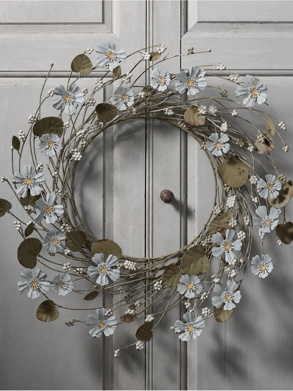 NEW Anthropologie X Terrain Flower + Eucalyptus Iron Wreath, 24”
